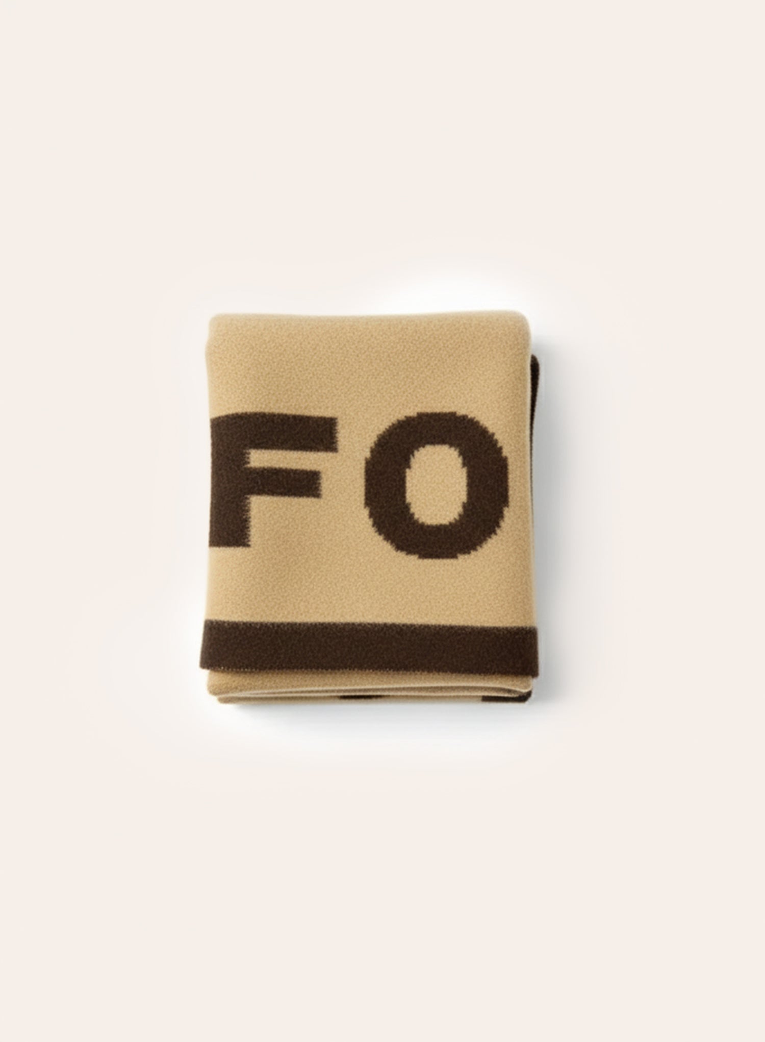 Beige Knit Fourth Branded Scarf